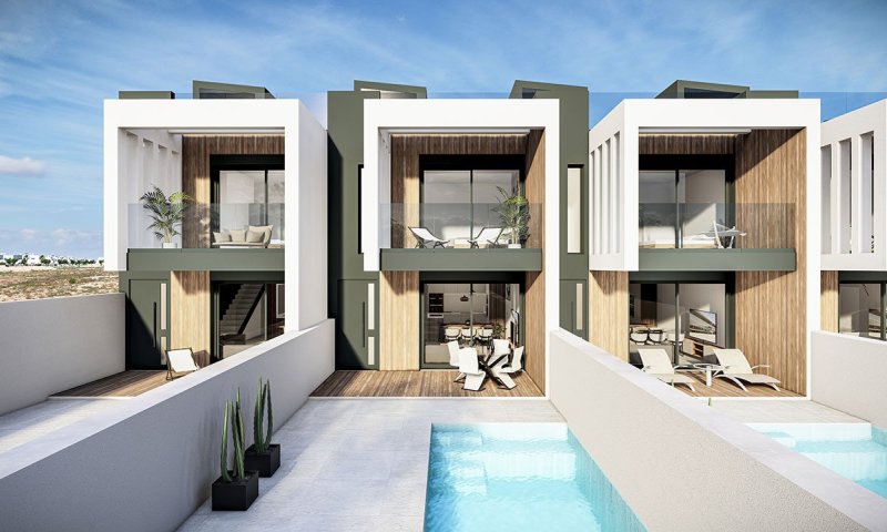 Reihenhäuser mit 3 Schlafzimmern, 3 Bädern, Dachterrasse, Kfz-Stellplatz und Privatpool nur ca. 2,5 km vom Strand
