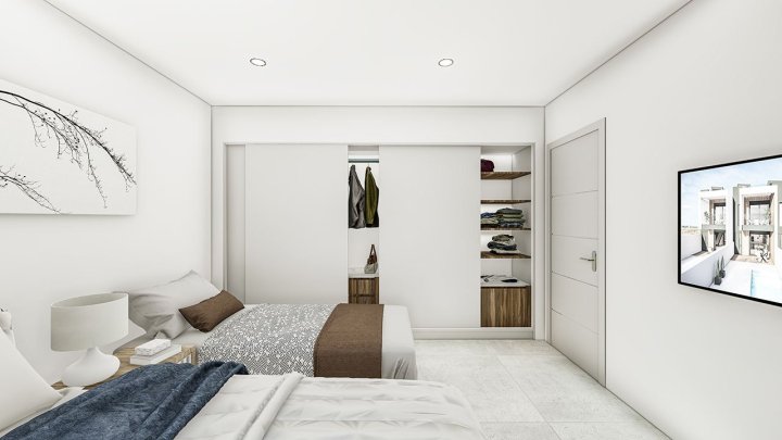 Reihenhäuser mit 3 Schlafzimmern, 3 Bädern, Dachterrasse, Kfz-Stellplatz und Privatpool nur ca. 2,5 km vom Strand