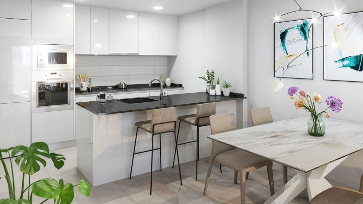 Erdgeschoss-Wohnungen mit 1 Schlafzimmer, 1 Bad und Gemeinschaftspool