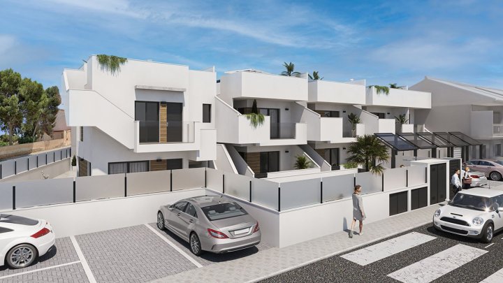 Obergeschoss-Wohnungen mit 3 Schlafzimmern, 2 Bädern, Dachterrasse und Gemeinschaftspool