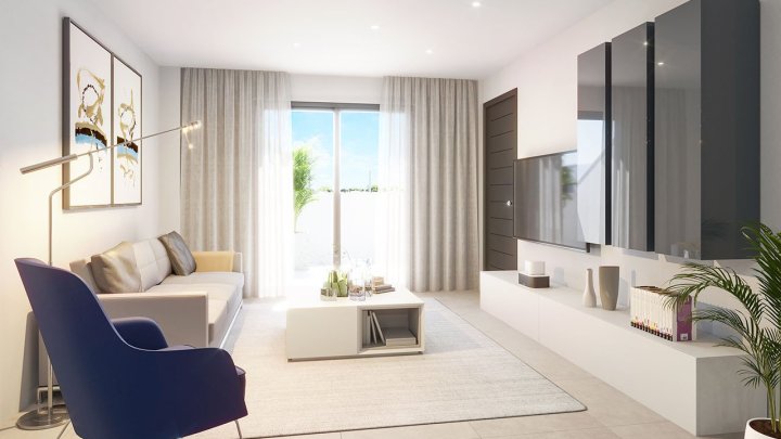 Obergeschoss-Wohnungen mit 3 Schlafzimmern, 2 Bädern, Dachterrasse und Gemeinschaftspool