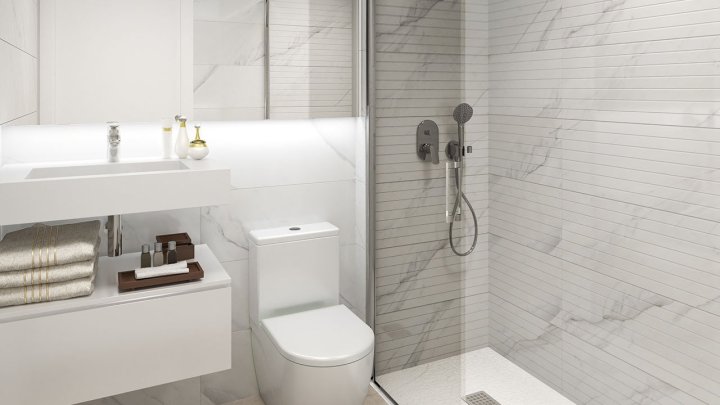 Obergeschoss-Wohnungen mit 3 Schlafzimmern, 2 Bädern, Dachterrasse und Gemeinschaftspool