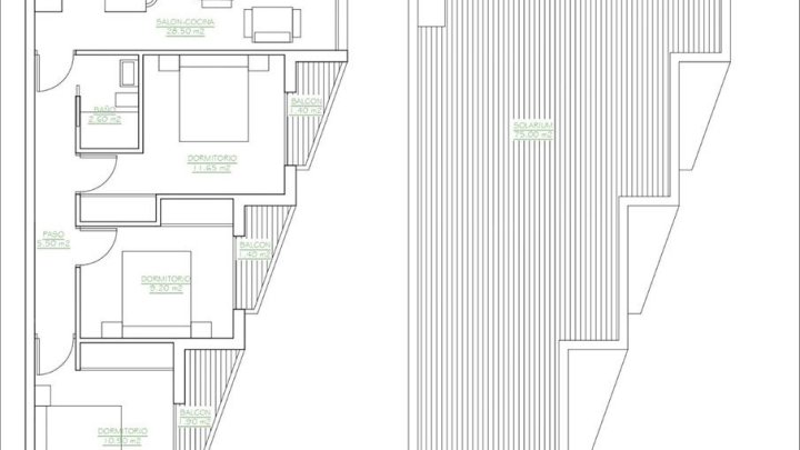 Obergeschoss-Wohnungen mit 3 Schlafzimmern, 2 Bädern, Dachterrasse und Gemeinschaftspool