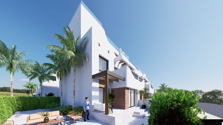 Obergeschoss-Wohnungen mit 2 Schlafzimmern, 2 Bädern, Dachterrasse, Tiefgaragenstellplatz und Gemeinschaftspool nur 200 m vom Strand