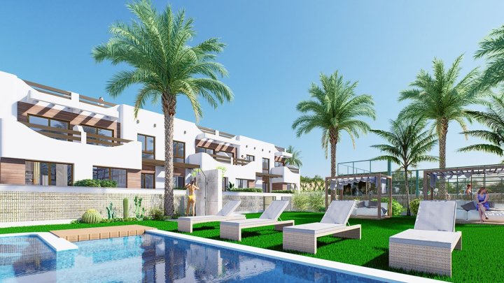 Obergeschoss-Wohnungen mit 2 Schlafzimmern, 2 Bädern, Dachterrasse, Tiefgaragenstellplatz und Gemeinschaftspool nur 200 m vom Strand