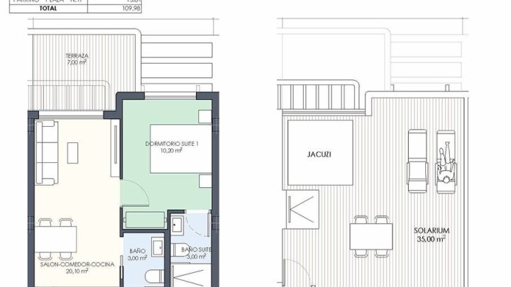 Obergeschoss-Wohnungen mit 2 Schlafzimmern, 2 Bädern, Dachterrasse, Tiefgaragenstellplatz und Gemeinschaftspool nur 200 m vom Strand