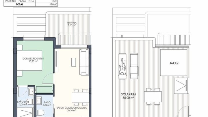 Obergeschoss-Wohnungen mit 2 Schlafzimmern, 2 Bädern, Dachterrasse, Tiefgaragenstellplatz und Gemeinschaftspool nur 200 m vom Strand