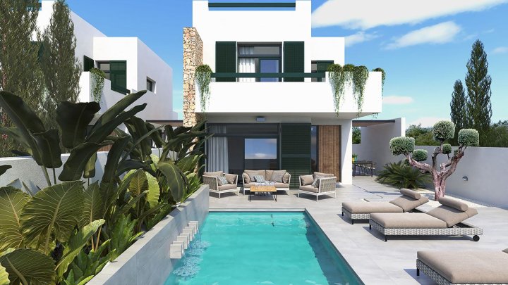 Großzügige Doppelhaushälften in modernem Design mit 3 Schlafzimmern und Privatpool